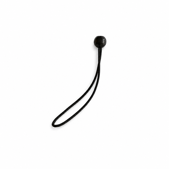 Zwart elastiek met bal van 15 cm